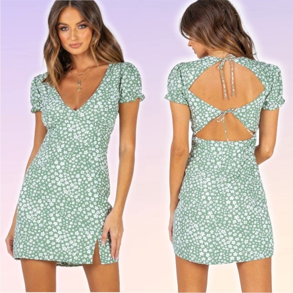 Princess Polly Kasey Mini Floral Dress with Open Back Cutouts NWT